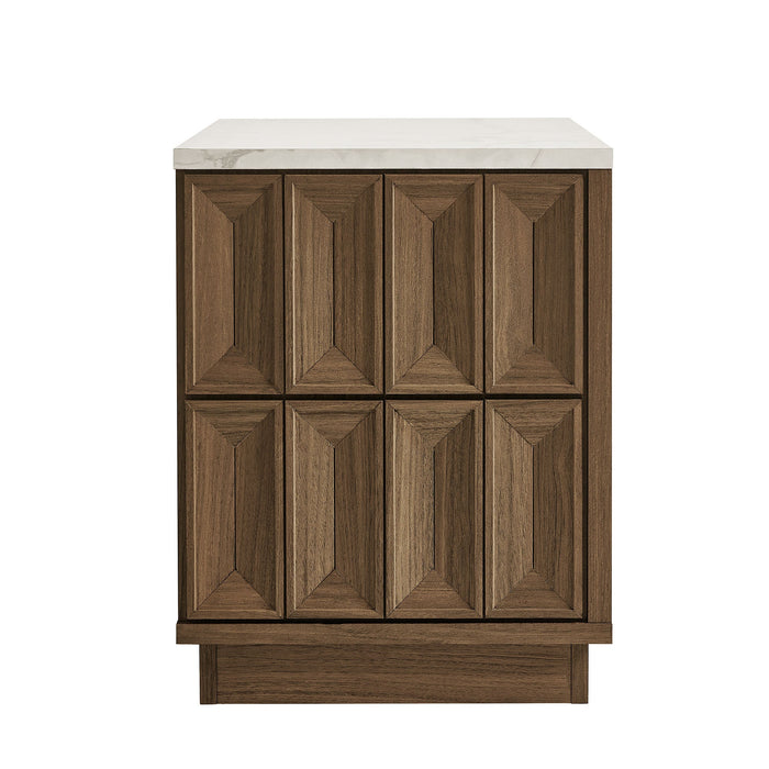 Modway Mabry 23 Inch Geometric Faceted Two Drawer Nightstand in Walnut - angled view