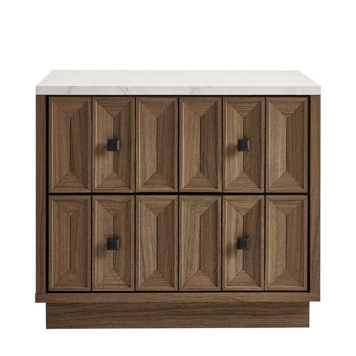 Modway Mabry 23 Inch Geometric Faceted Two Drawer Nightstand in Walnut - side view