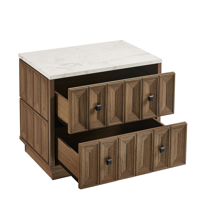 Modway Mabry 23 Inch Geometric Faceted Two Drawer Nightstand in Walnut - detail view