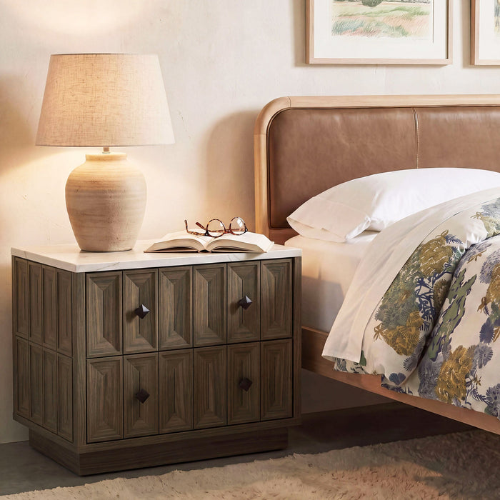 Modway Mabry 23 Inch Geometric Faceted Two Drawer Nightstand in Walnut - lifestyle view 25