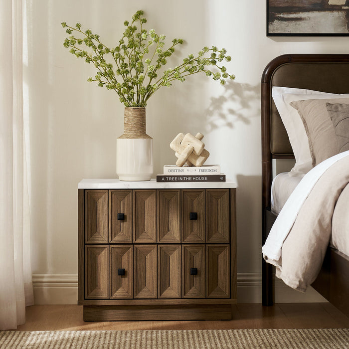 Modway Mabry 23 Inch Geometric Faceted Two Drawer Nightstand in Walnut - lifestyle view 29