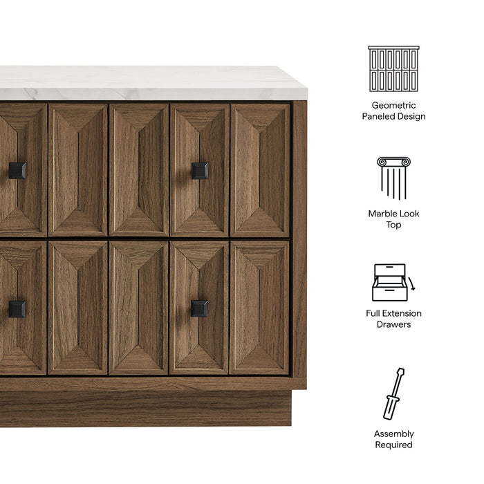 Modway Mabry 23 Inch Geometric Faceted Two Drawer Nightstand in Walnut - dimensions and specifications