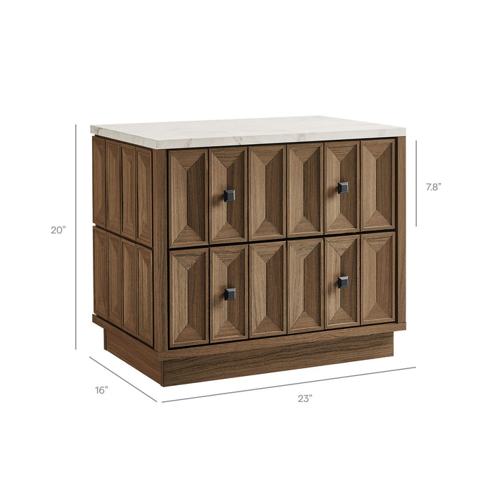 Modway Mabry 23 Inch Geometric Faceted Two Drawer Nightstand in Walnut - dimensions and specifications 34
