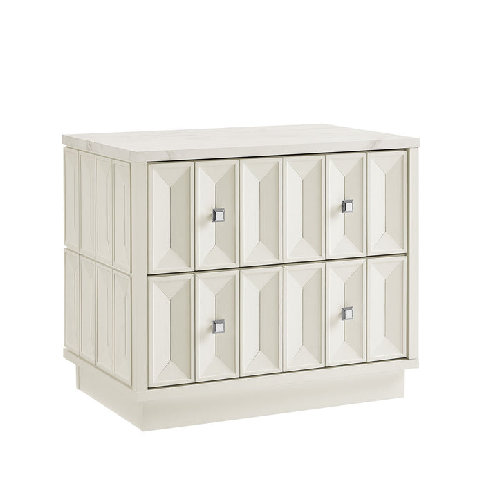 Modway Mabry 23 Inch Geometric Faceted Two Drawer Nightstand in White - front view