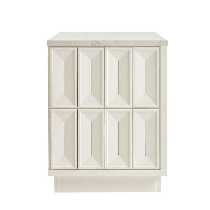 Modway Mabry 23 Inch Geometric Faceted Two Drawer Nightstand in White - angled view
