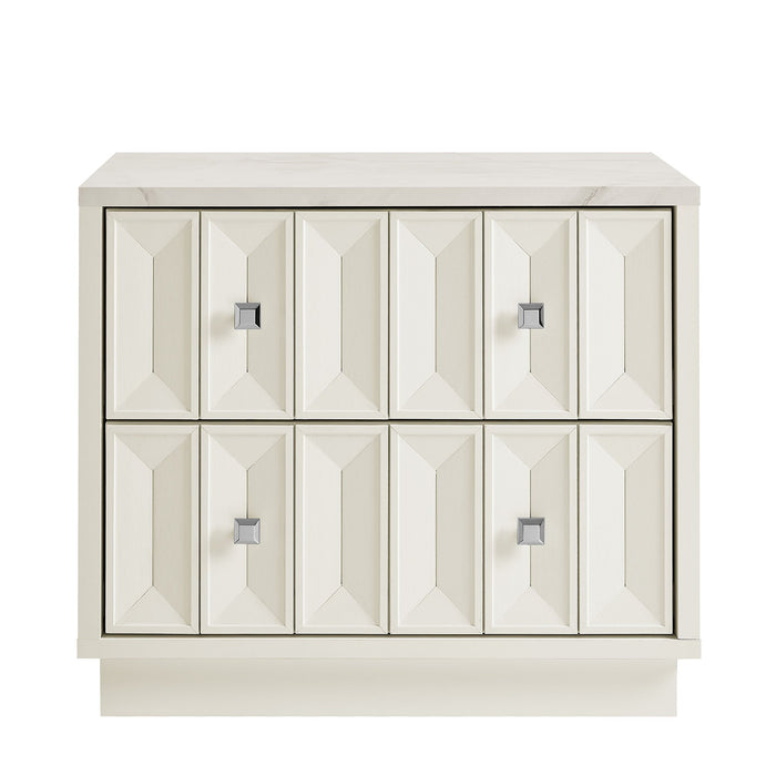 Modway Mabry 23 Inch Geometric Faceted Two Drawer Nightstand in White - side view