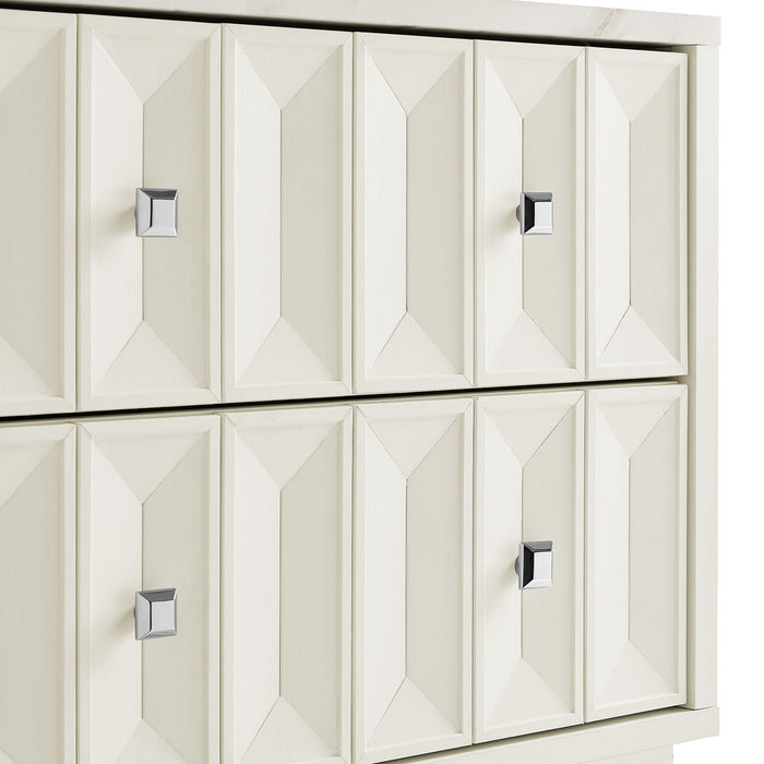 Modway Mabry 23 Inch Geometric Faceted Two Drawer Nightstand in White - lifestyle view