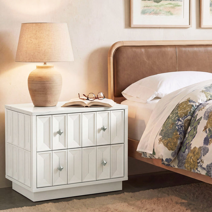 Modway Mabry 23 Inch Geometric Faceted Two Drawer Nightstand in White - lifestyle view 26