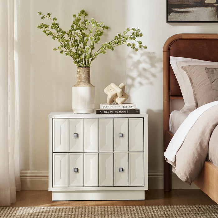 Modway Mabry 23 Inch Geometric Faceted Two Drawer Nightstand in White - lifestyle view 30