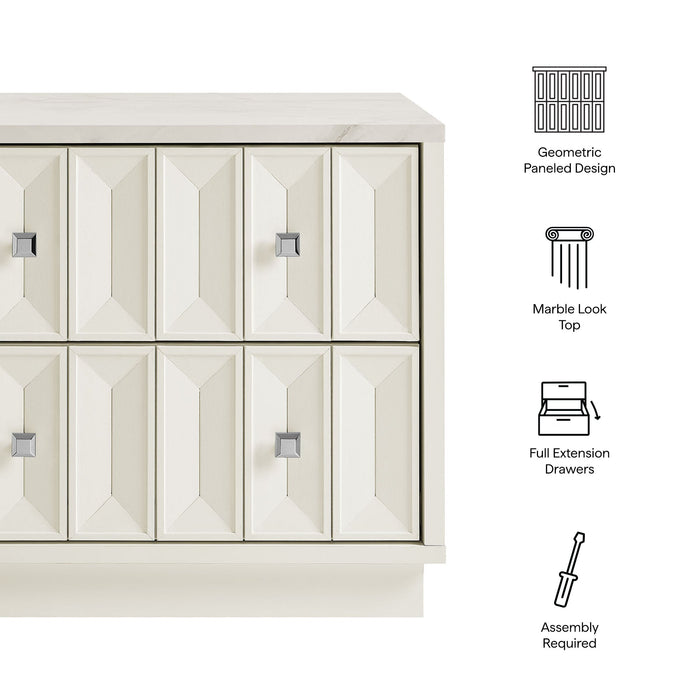 Modway Mabry 23 Inch Geometric Faceted Two Drawer Nightstand in White - dimensions and specifications