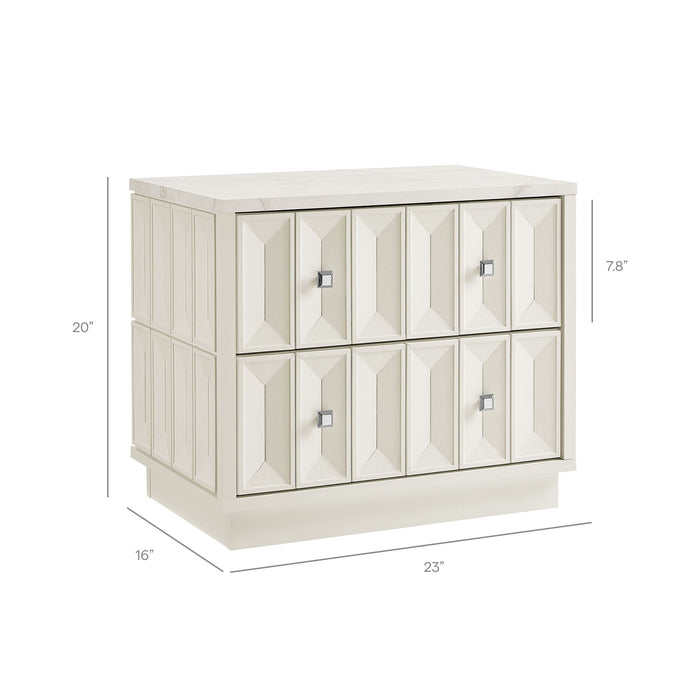Modway Mabry 23 Inch Geometric Faceted Two Drawer Nightstand in White - dimensions and specifications 36