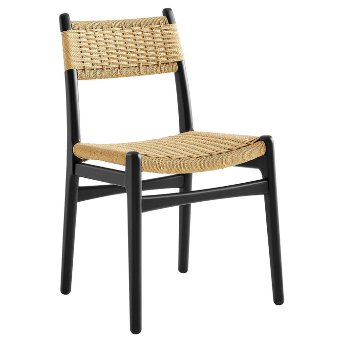 Modway Wynn Rope and Wood Dining Side Chair in Black Natural - front view