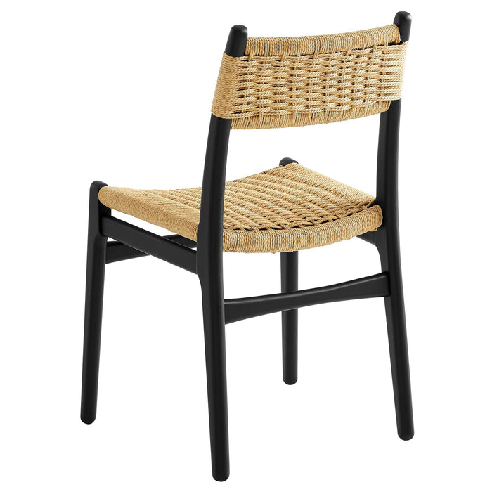 Modway Wynn Rope and Wood Dining Side Chair in Black Natural - side view