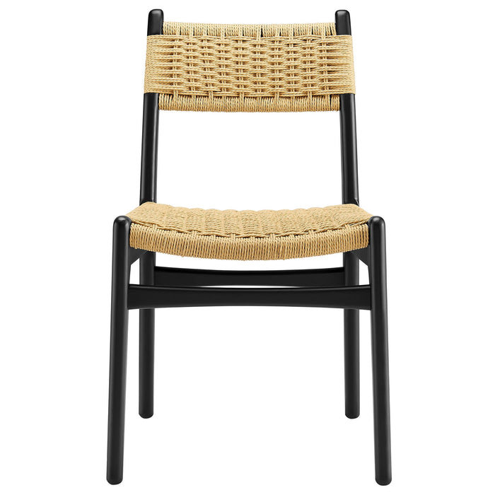 Modway Wynn Rope and Wood Dining Side Chair in Black Natural - detail view