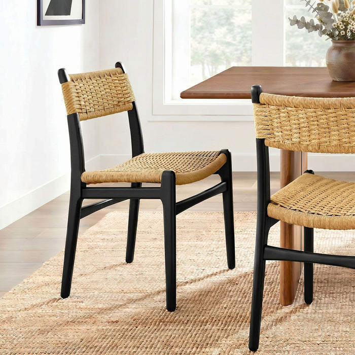 Modway Wynn Rope and Wood Dining Side Chair in Black Natural - lifestyle view 24