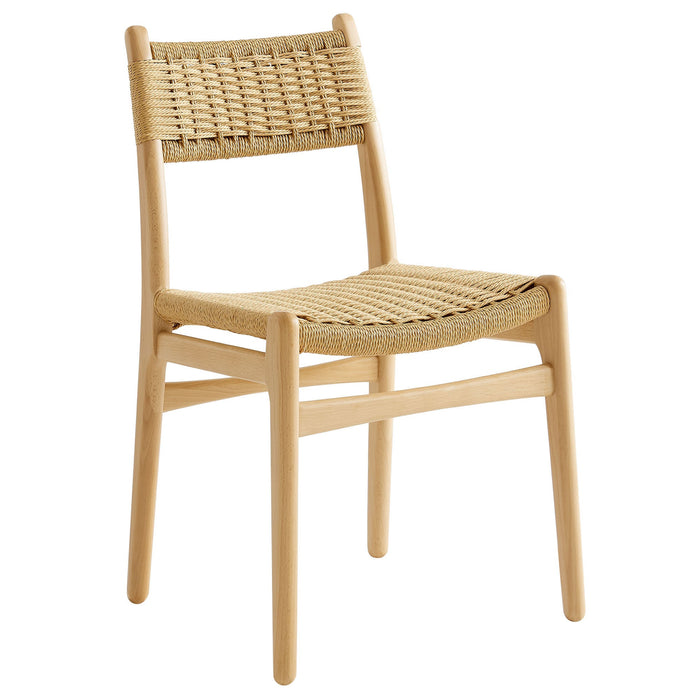 Modway Wynn Rope and Wood Dining Side Chair in Natural - front view