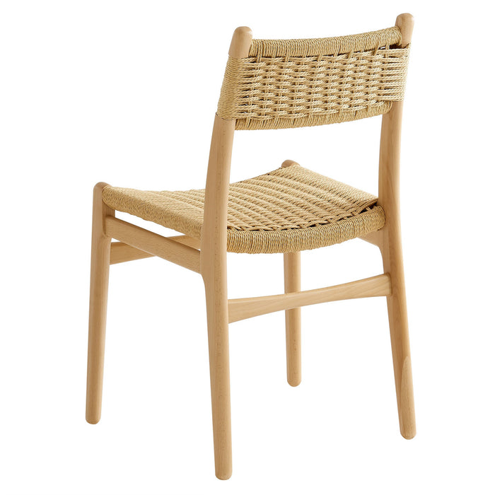 Modway Wynn Rope and Wood Dining Side Chair in Natural - side view