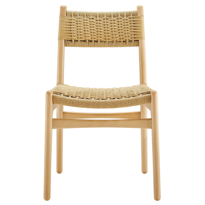 Modway Wynn Rope and Wood Dining Side Chair in Natural - detail view