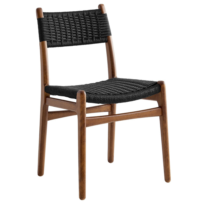 Modway Wynn Rope and Wood Dining Side Chair in Walnut Black - front view