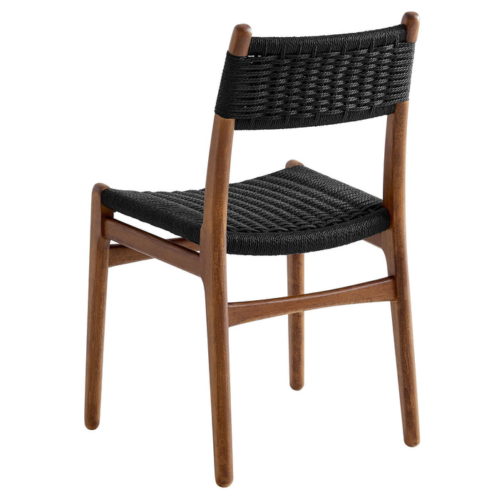 Modway Wynn Rope and Wood Dining Side Chair in Walnut Black - side view