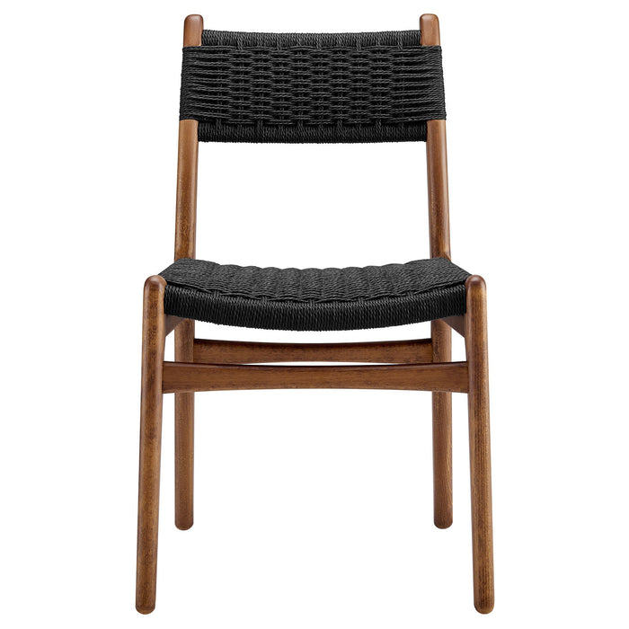 Modway Wynn Rope and Wood Dining Side Chair in Walnut Black - detail view