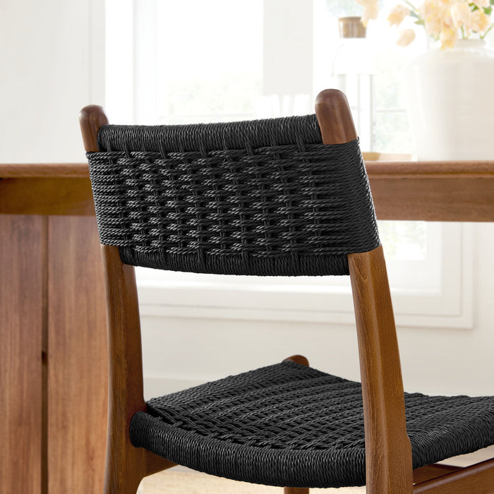 Modway Wynn Rope and Wood Dining Side Chair in Walnut Black - lifestyle view 20