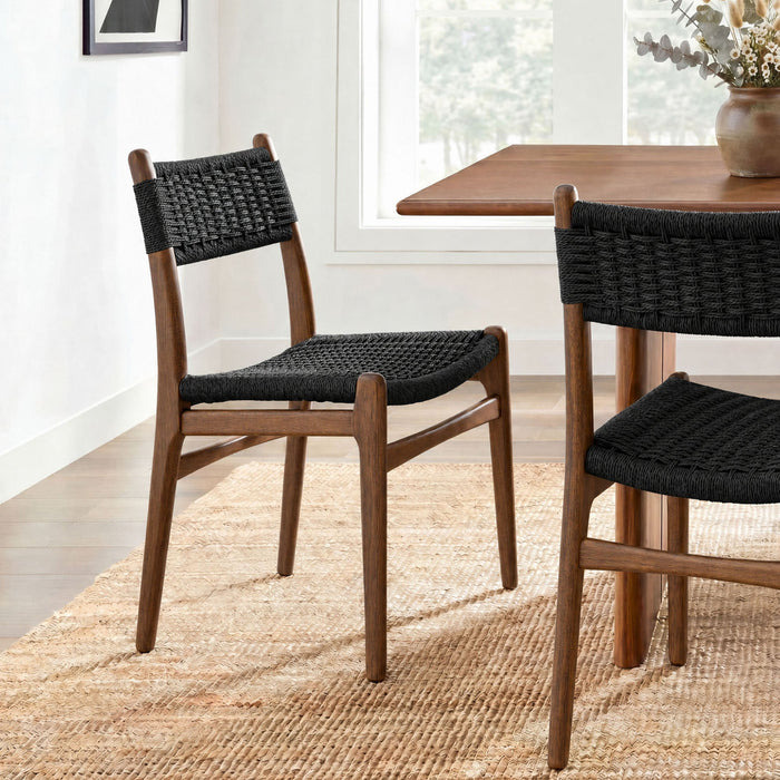 Modway Wynn Rope and Wood Dining Side Chair in Walnut Black - lifestyle view 23