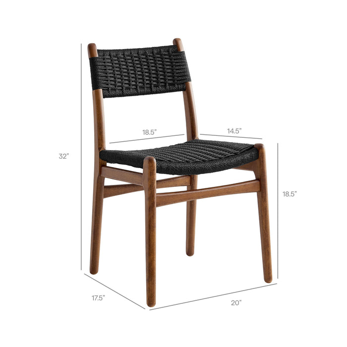 Modway Wynn Rope and Wood Dining Side Chair in Walnut Black - dimensions and specifications 28