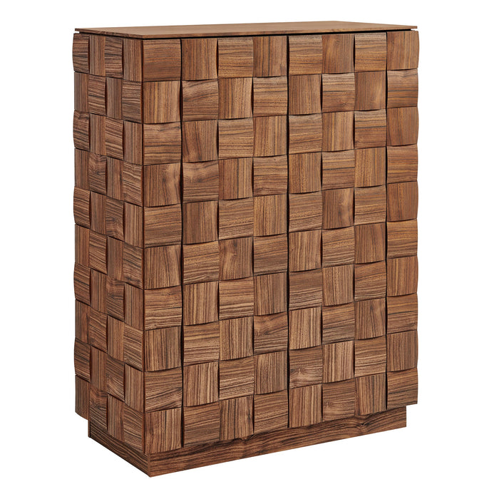 Modway Duskin 39 Inch Geometric Block Design Tall Storage Cabinet in Walnut - front view