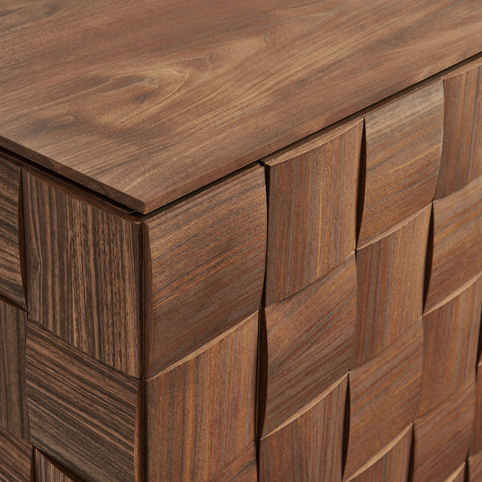 Modway Duskin 39 Inch Geometric Block Design Tall Storage Cabinet in Walnut - lifestyle view