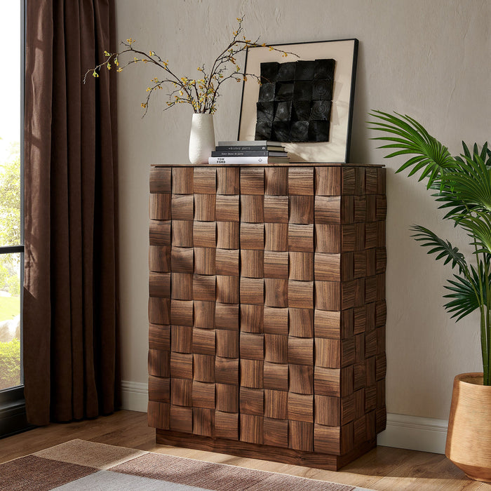 Modway Duskin 39 Inch Geometric Block Design Tall Storage Cabinet in Walnut - lifestyle view 7