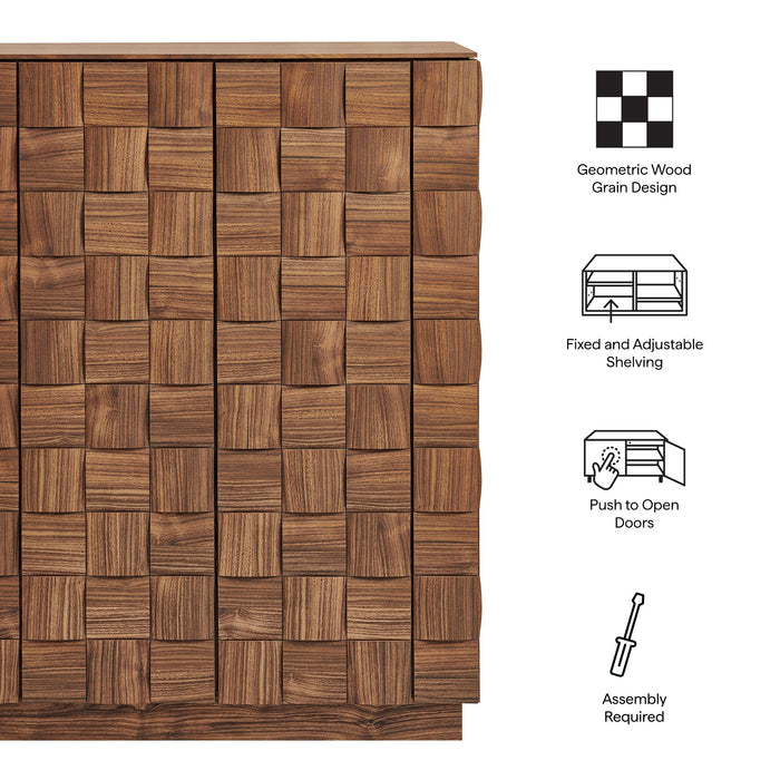 Modway Duskin 39 Inch Geometric Block Design Tall Storage Cabinet in Walnut - dimensions and specifications