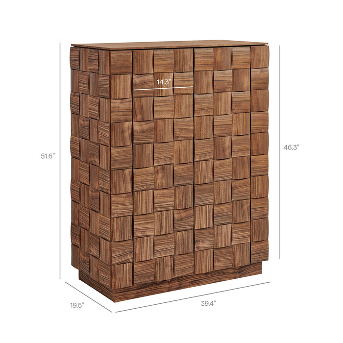 Modway Duskin 39 Inch Geometric Block Design Tall Storage Cabinet in Walnut - dimensions and specifications 9