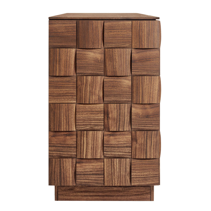 Modway Duskin 68 Inch Geometric Block Design Four Door Sideboard in Walnut - angled view