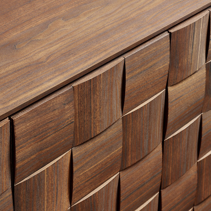 Modway Duskin 68 Inch Geometric Block Design Four Door Sideboard in Walnut - lifestyle view