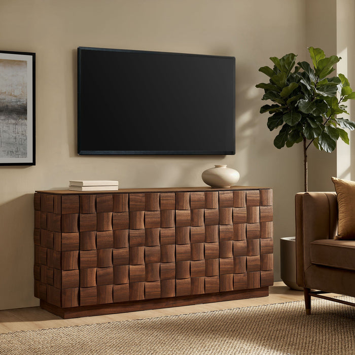 Modway Duskin 68 Inch Geometric Block Design Four Door Sideboard in Walnut - lifestyle view 7