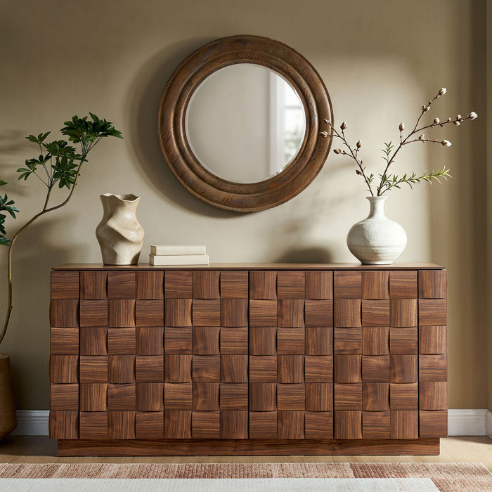 Modway Duskin 68 Inch Geometric Block Design Four Door Sideboard in Walnut - lifestyle view 8