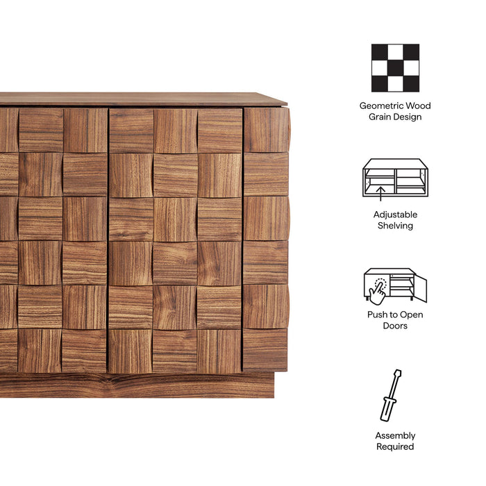 Modway Duskin 68 Inch Geometric Block Design Four Door Sideboard in Walnut - dimensions and specifications