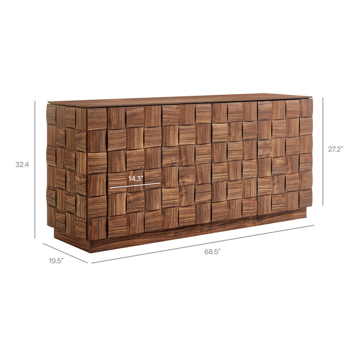 Modway Duskin 68 Inch Geometric Block Design Four Door Sideboard in Walnut - dimensions and specifications 10