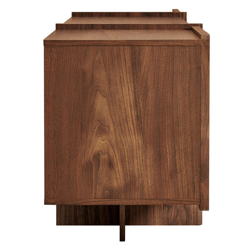 Modway Yarrow 77 Inch Fluted Four Door TV Stand in Walnut - angled view