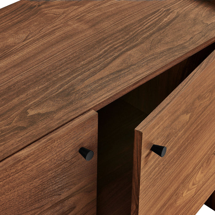 Modway Yarrow 77 Inch Fluted Four Door TV Stand in Walnut - lifestyle view