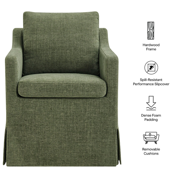 Modway Serene Slipcovered Performance Fabric Dining Armchair in Foliage - dimensions and specifications