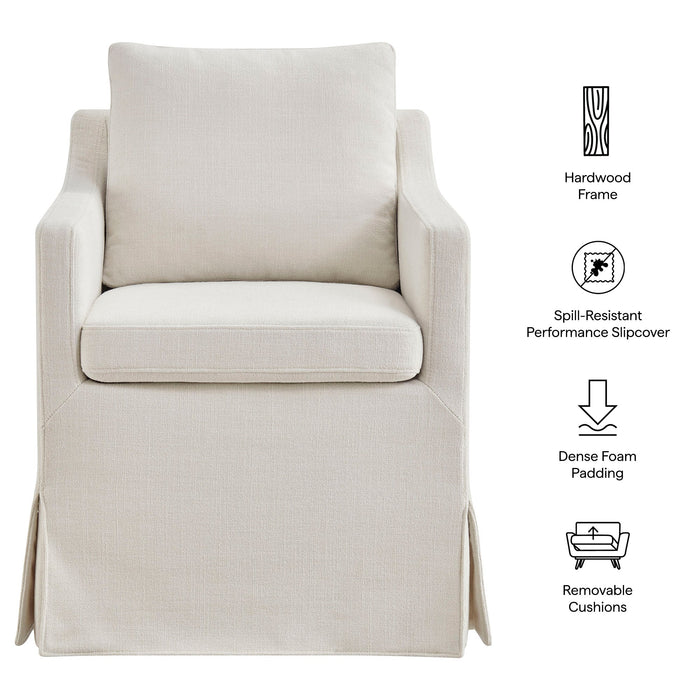 Modway Serene Slipcovered Performance Fabric Dining Armchair in Linen - dimensions and specifications
