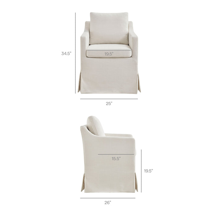 Modway Serene Slipcovered Performance Fabric Dining Armchair in Linen - dimensions and specifications 40