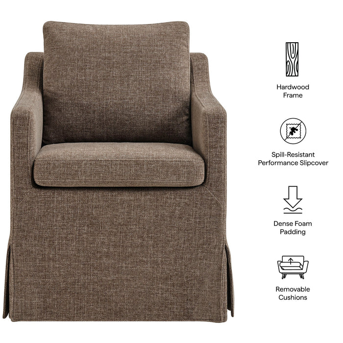 Modway Serene Slipcovered Performance Fabric Dining Armchair in Mocha - dimensions and specifications
