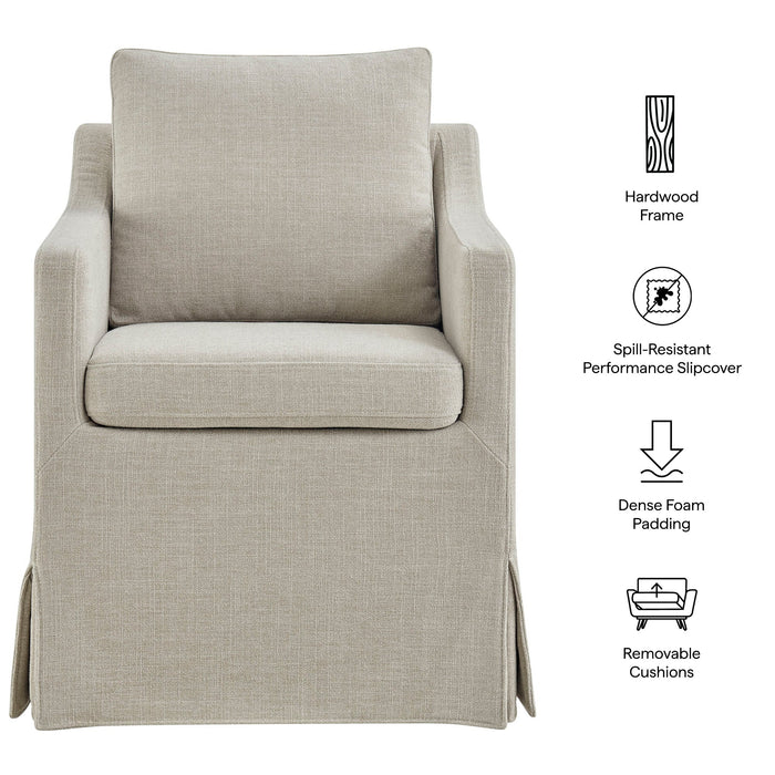 Modway Serene Slipcovered Performance Fabric Dining Armchair in Salt - dimensions and specifications