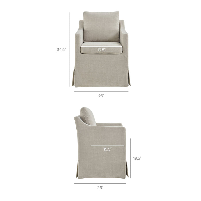 Modway Serene Slipcovered Performance Fabric Dining Armchair in Salt - dimensions and specifications 36