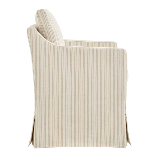 Modway Serene Slipcovered Striped Fabric Dining Armchair in Oatmeal Stripe - angled view