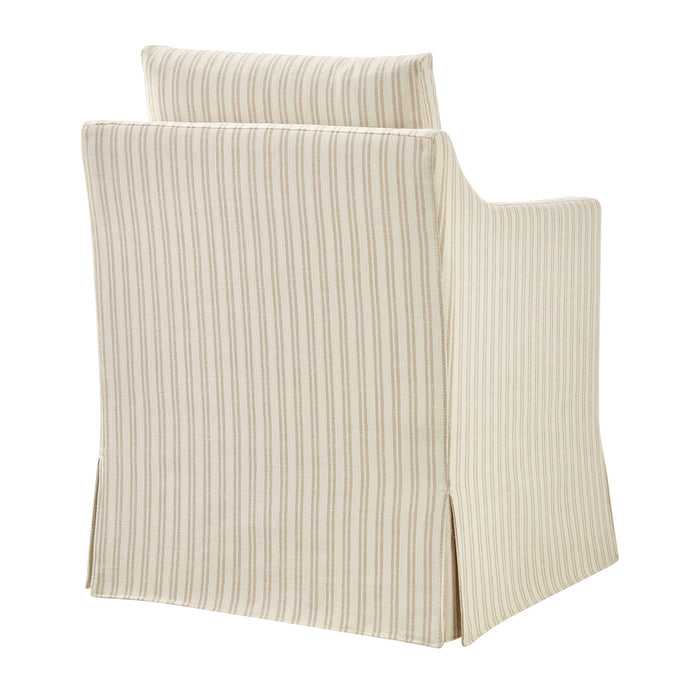Modway Serene Slipcovered Striped Fabric Dining Armchair in Oatmeal Stripe - side view