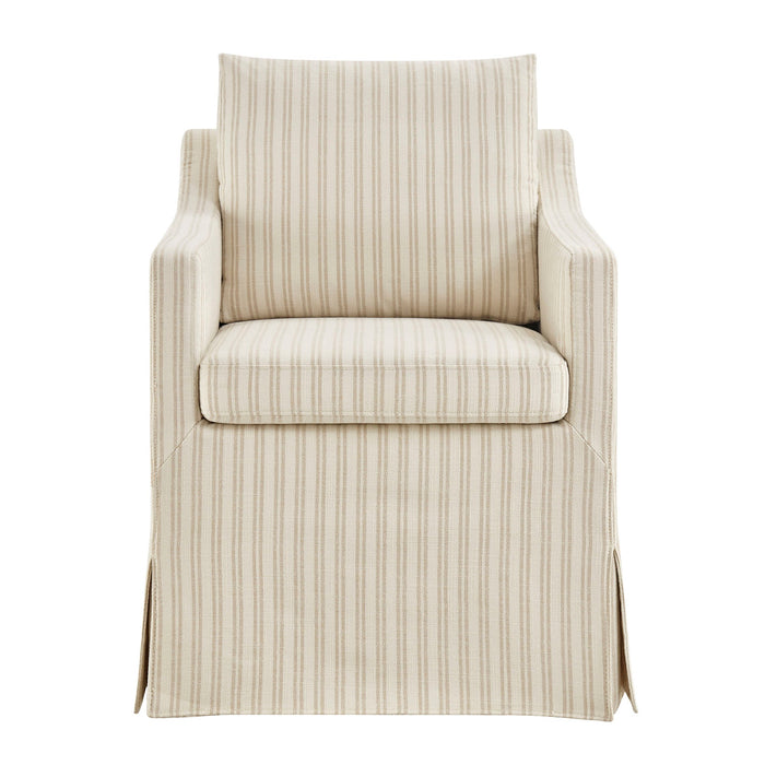 Modway Serene Slipcovered Striped Fabric Dining Armchair in Oatmeal Stripe - detail view